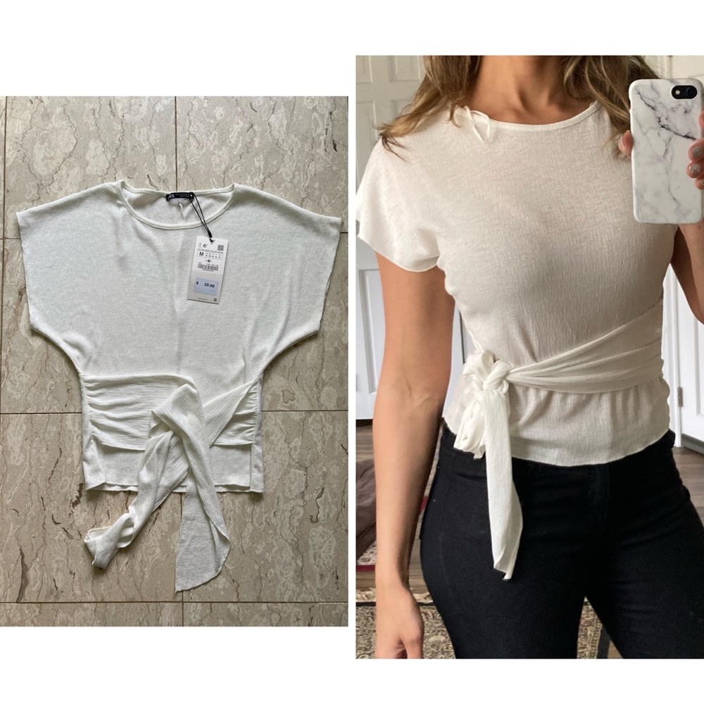 Ivory White Waist Wrap Top by ZARA